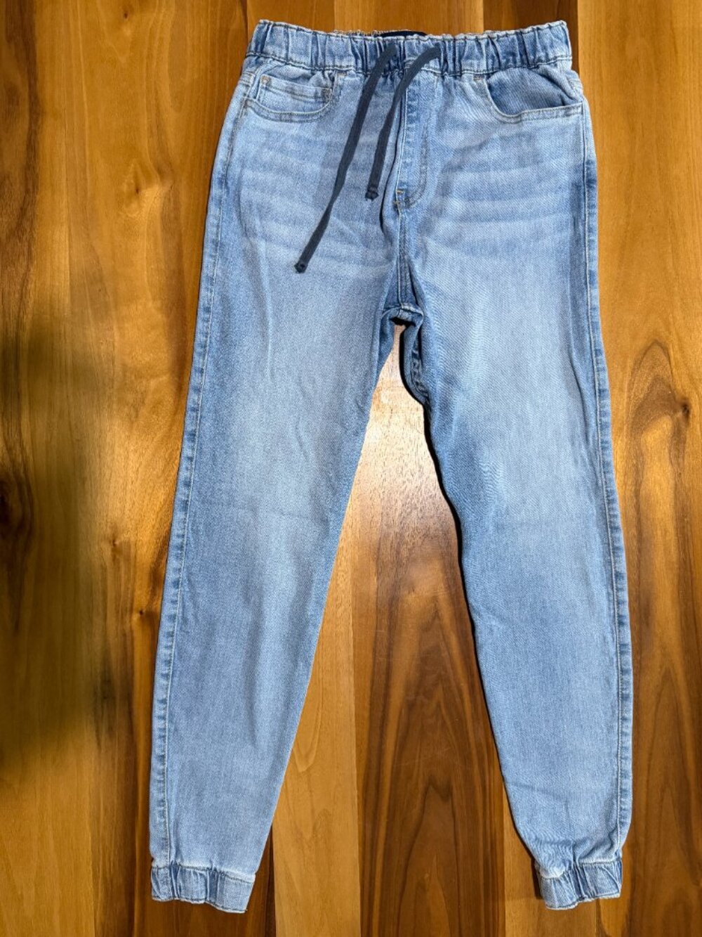 Hollister Men's Skinny Jogger Jeans XS Light Wash Denim Stretch Drawstring